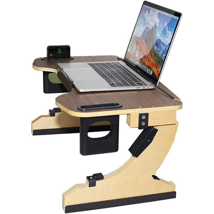 Регульований складаний столик для ноутбука в ліжко, приліжкова тумбочка, столик для сніданку, підставка для ноутбука, стіл для догляду, багатофункціональний столик для дивана, чорний