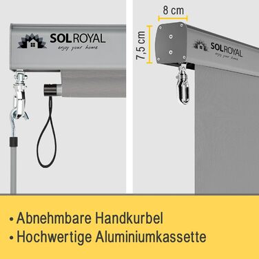 Вертикальний тент Sol Royal 180x250 см, тент MS5 міцний балконний щит для приватності, знімний ручний механізм, водовідштовхувальний сонцезахисний козирок для тераси, балкона, саду, всепогодний вертикальний тент, сірий 180x250 см