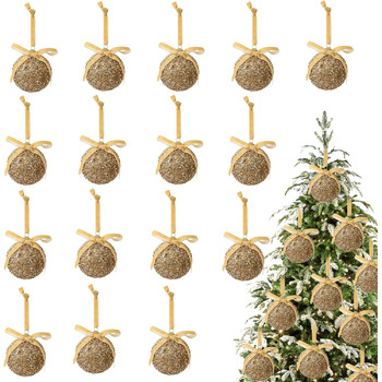 Набір різдвяних кульок блискучі 16 шт золоті Lergas