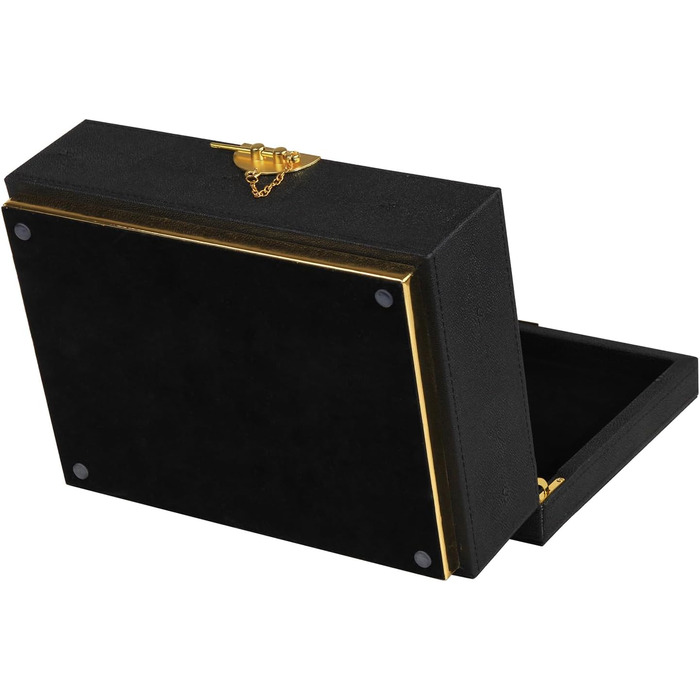 Елегантна декоративна скринька для зберігання зі штучної шкіри HofferRuffer, велика комодна шухляда, органайзер для косметики, класичний органайзер для ювелірних аксесуарів, 27,9 x 20,3 x 12,2 см, чорна