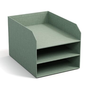 Трирівневий лоток для листів BIGSO Trey Практична поверхня для зберігання листів та документів формату DIN A4 Система організації з ДВП з папером під лляну тканину М&39ятно-зелений, м&39яко-бірюзовий C16