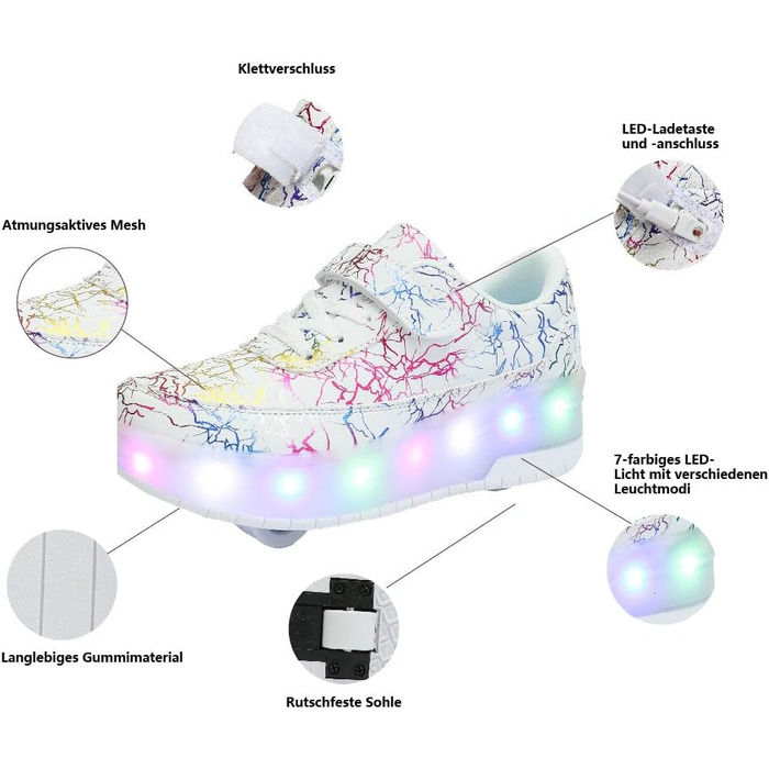 Роликові ковзани HUSKSWARE, взуття для хлопчиків та дівчаток, 4 колеса, взуття для скейтбордингу, регульоване, дитяче взуття з колесами, чорно-біле, розміри 28-40 EU, 668 білий, 2 колеса, розмір 31 EU