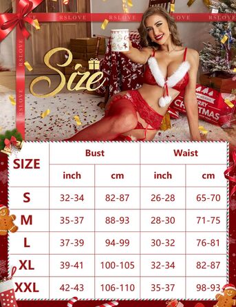 Набір жіночої білизни RSLOVE Santa, мереживо, червоний, 3 предмети