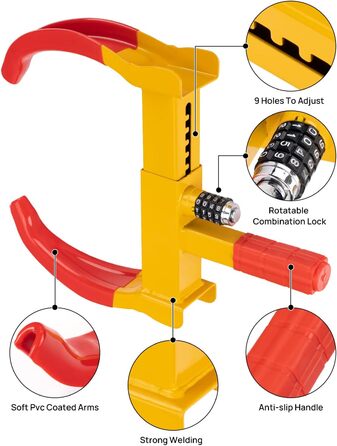 Універсальний паркувальний кіготь, Караван колісних кігтів з кодовим замком, Причіп з паркувальним кігтем, Кіготь шини, Протиугінний, для автофургону, Легкового автомобіля, Автомобіля, Вантажівки