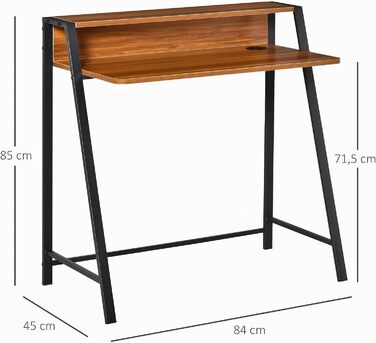 Комп'ютерний стіл HOMCOM сучасний, 84 x 45 x 85 см, горіх чорний