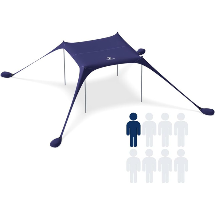 Міні-пляжний намет SUN NINJA від сонця - Маленьке пляжне сонцезахисне вітрило - Пляжний намет UPF50 з сумкою для перенесення - Півтінь - Легкий дорожній сонцезахисний намет - Пляжний намет - Sun Tent Nano Navy