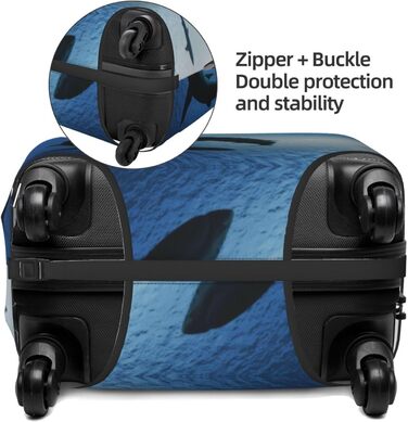 Чохол для валізи Акула TOMPPY еластичний, захисний, миється, підходить для валіз 18-32 дюйми, чорний, XL