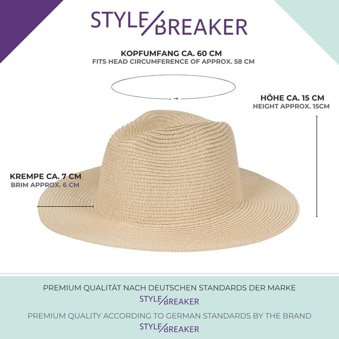 Жіночий панамський капелюх-сонце styleBREAKER з паперової соломи Складаний капелюх-м&39ятник з широкими полями Літній капелюх-федора для пляжу та фестивалів, один розмір, червоний