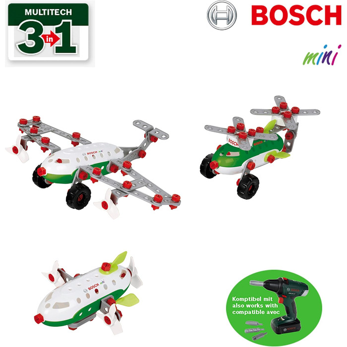 Конструктор Theo Klein 8790 Bosch 3 в 1 Aircraft Team I Для конструювання різноманітних літаків I Включає в себе плани побудови 3 моделей I Іграшка для дітей віком від 3 років і старше