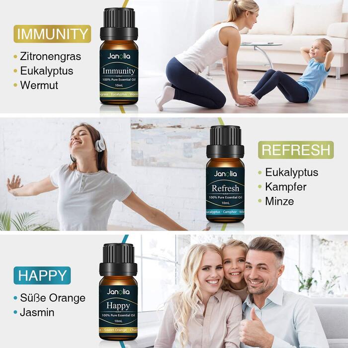 Набір ефірних олій Janolia, пакет оновлення, набір чистих натуральних ароматичних олій для розслаблення дифузора покращують сон