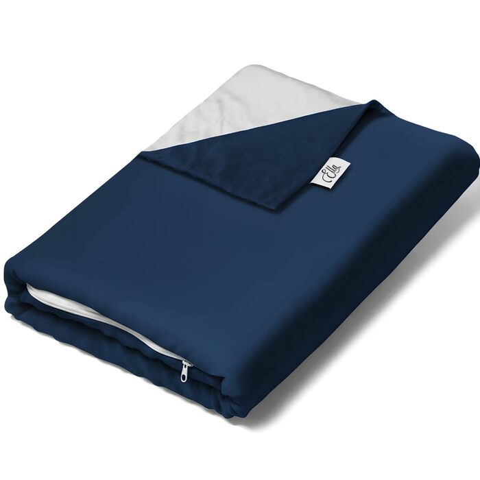Підковдра Ella для обтяженої ковдри 135x200 см Виготовлена зі 100 бавовни - Підходить для обтяжених ковдр вагою 7 кг та 9 кг Темно-синя 135x200 см