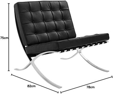 Сучасне шкіряне крісло преміум-класу для вітальні з полірованою каркасом з нержавіючої сталі (чорного кольору)