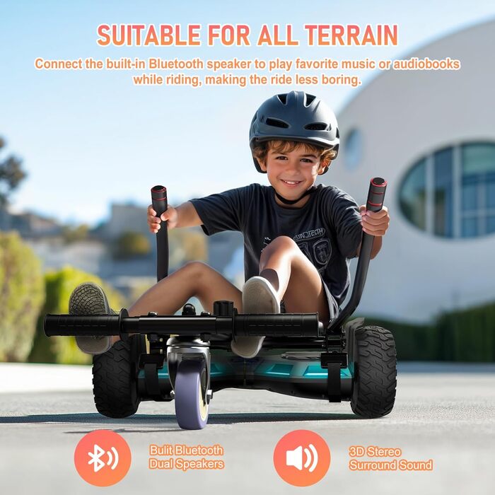 Самокат SISIGAD з кріпленням сидіння – ховерборд-картинг 8,5 дюйма з різнокольоровими світлодіодними ліхтарями та Bluetooth, для дітей, хлопчиків, дівчаток та дорослих будь-якого віку