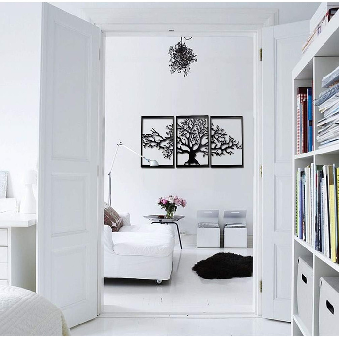 Металеве дерево життя BAUPOR, прикраса для стін, 3D-скульптура з металу, для дому, офісу, спальні, вітальні, зовнішнього оздобленн