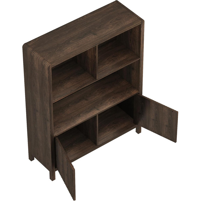 Висока тумба, Комод, Сервант, 103 x 80 x 28 см, Багатоцільова шафа, Шафа для вітальні з 2 дверцятами та 5 відділеннями, Шафа для вітальні, Під горіх, Під горіх, 103 x 80 x 28 см