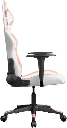 Геймерське крісло, біло-рожева штучна шкіра, обертове, регульоване, ергономічне для комфорту в офісі та під час гри, без підставки для ніг, біло-рожеве