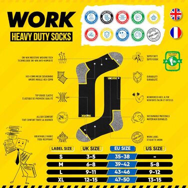 Пар чоловічих робочих шкарпеток, розміри 43-46, чорні (10 пар), 10