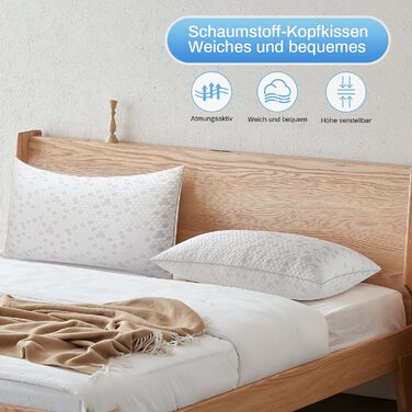 Комплект із 2 подушок/подушок для голови 40x80 см, подушки з піни з ефектом пам&39яті, регульована висота з блискавкою, подушка для шиї, яку можна прати, дихаюча подушка з піни, м&39яка та підтримуюча подушка для сну 40x80 см*2