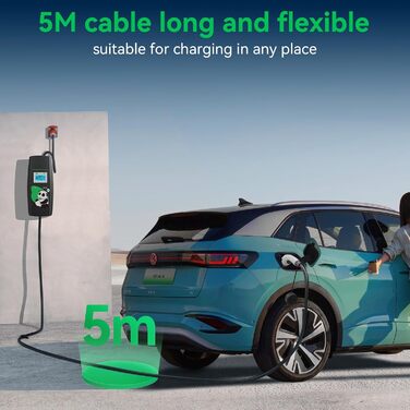 Зарядний кабель KHONS тип 2 з вилкою CEE 5 метрів 6-16А 3 фази 11кВт IP65 Мобільна зарядна станція для настінних коробок за станда