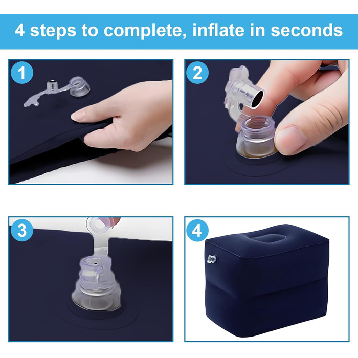 Кубики для міжхребцевих дисків, кубики для позиціонування на степах, великі кубики з пінопласту, подушки для позиціонування на степах, надувні подушки для ніг з насосом, 40 x 30 x 32 см (темно-сині), 2 шари темно-синього кольору