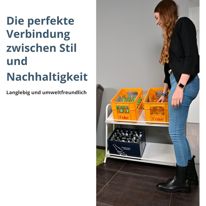 Стелаж для напоїв SCHULTE Regalwelt до 6 ящиків, 74,5x95x40 см (ВxШxГ), вантажопідйомність на полицю приблизно 60 кг, білий, стелаж для напоїв, стелаж для пивних ящиків, стелаж для пляшок, стелаж для води