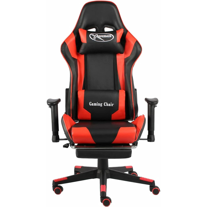 Ігрове крісло з підставкою для ніг, обертове, офісне крісло, ігрове крісло, обертове крісло, стілець для столу, червоний ПВХ