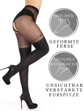 Сексуальні панчохи BANANALU, 20 DEN до стегна, з відкритою інтимною зоною та вирізом, чорний, XL