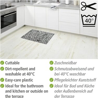 Килимок WENKO Sassi Soft з піни, нековзний килимок для підлоги, універсальне використання як килимок для душу, що легко доглядається, та брудовідштовхувальний килимок для кухні, гігієнічний, повітропроникний, можна різати, 50 x 80 см / пластик 80 x 50 см 