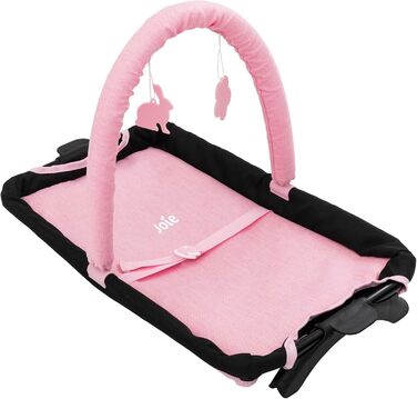 Іграшка для дитячого садка Joie Junior Sleep & Dream у рожевому та чорному кольорах Знімний пеленальний столик та ігрова панель Легке дитяче ліжко для подорожей для ляльок від 3 років