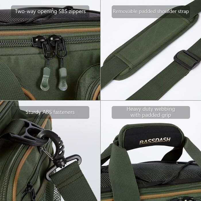 Сумка для рибалки Bassdash Сумка на плече Водонепроникна легка сумка для зберігання спорядження з чохлом від дощу Army Green M