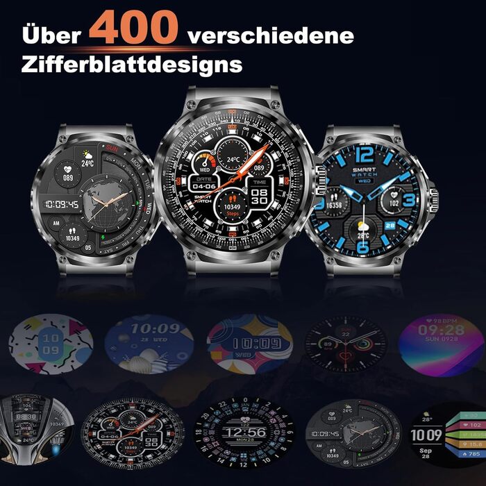 Розумний годинник Zeus 2.0 для чоловіків - великий AMOLED-дисплей 1,75 дюйма, міцний корпус з нержавіючої сталі, моніторинг здоров&39я, дзвінки Bluetooth, чорний