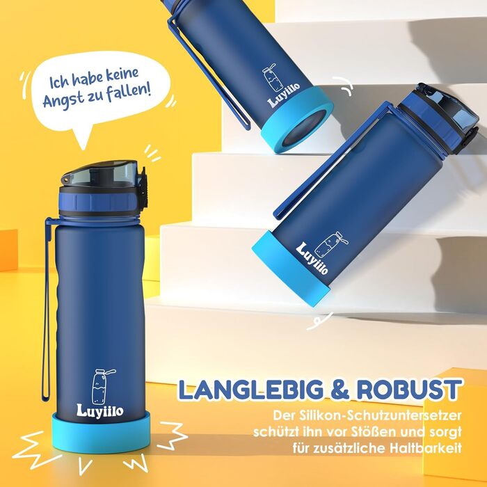 Дитяча пляшечка для пиття Luyiilo Kids герметична, спортивна пляшечка для піших прогулянок та тренажерного залу, газована та без в