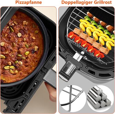 Аксесуари для фритюрниці 4PCS 22CM - Аксесуари для фритюрниці Philips Airfryer XXL 7.2 л, 8.3 л, COSORI 5.5 л, Princess 6.5 л, Ninja 6.2 л, решітка для гриля Форма для піци Папір для випічки Силіконова форма для фритюрниці