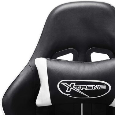 Ігрове крісло чорно-біле зі штучної шкіри