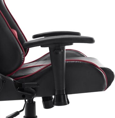 Геймерське крісло з чорної та бордової штучної шкіри з високою спинкою та 2 подушками для ергономічної підтримки та регулюванням висоти для столів 67 x 61 x 123-133 см Червоний-a