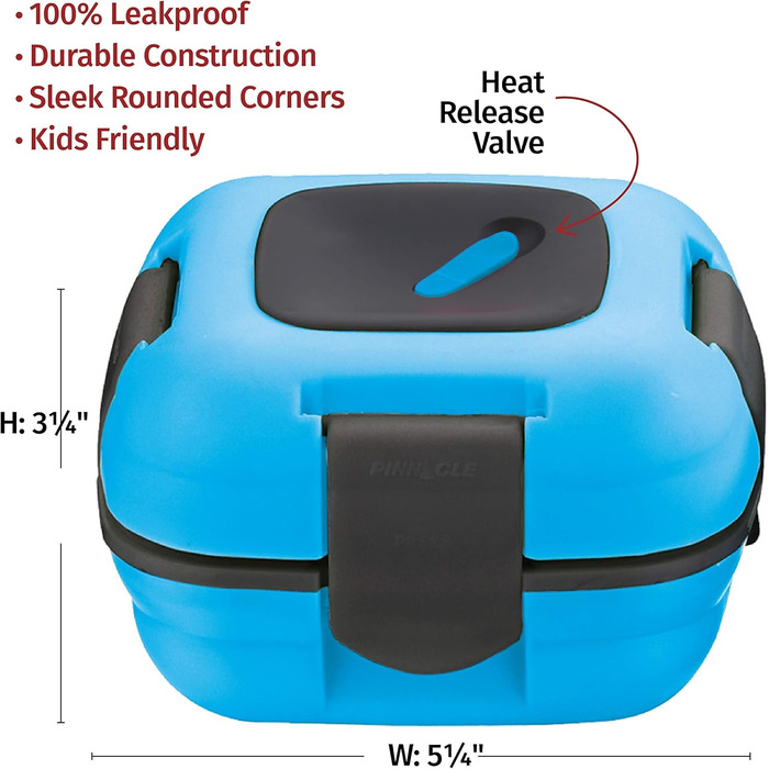 Набір ланчбоксів Pinnacle Thermoware (2 шт.) для дітей та дорослих герметичні, з клапаном для випуску пари та вставкою з нержавіючої сталі ідеальні для школи, офісу та університету (блакитний/рожевий)