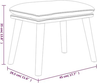 Підставка для ніг, тканина та штучна шкіра, світло-сірий, 45 x 29.5 x 35 см, 341446