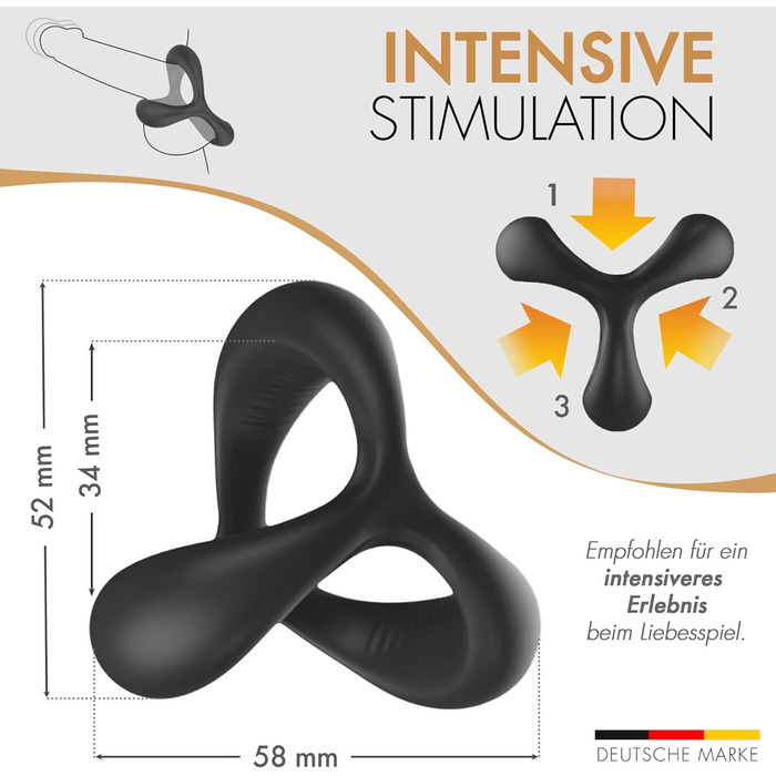 Секс-іграшка Liebesfreunde Dual Penis Ring для чоловіків - кільце для півня та кільце для яєчок для надзвичайно сильної ерекції, чорний