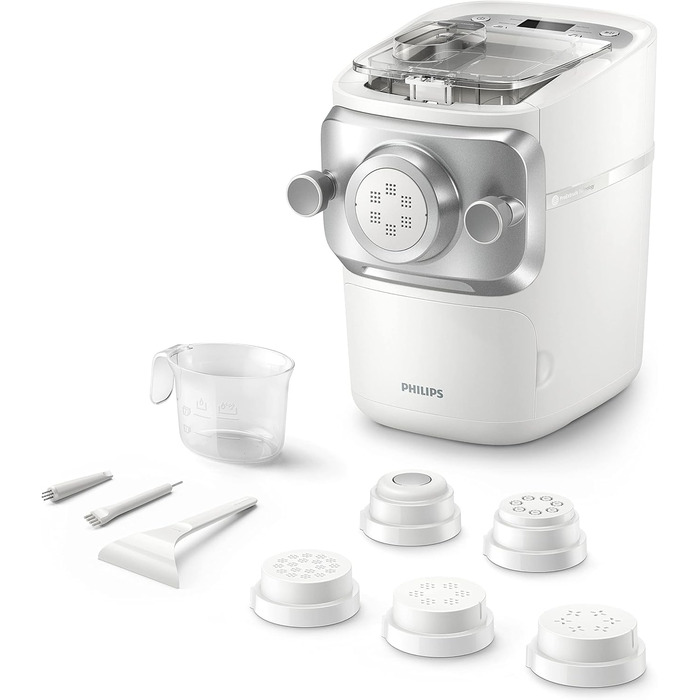 Автоматична хлібопічка для пасти Philips PastaMaker серії 7000, біла 8 видів пасти, 6 дисків для формування, LED-дисплей, без ваг