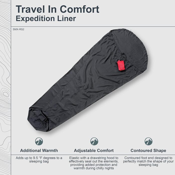 Кокон Спальний мішок Каюта Спальний мішок MummyLiner Expedition RS Silk Black 85'x33/19'