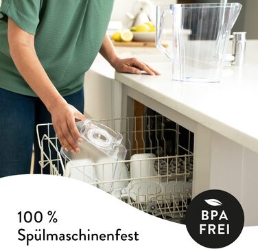 Глечик для фільтра для води Aqua Optima Liscia & 6 картриджів для фільтра для води на 30 днів Evolve, обємом 2,5 л, для зменшення мікропластику, хлору, вапняного нальоту та забруднень, білі