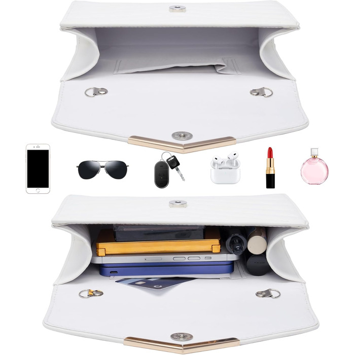 Веганська шкіряна сумочка-клатч з ручкою на зап'ястя та ланцюжком, елегантна стьобана сумочка-конверт для вечірок, модна сумка через плече для весілля, святкування, побачень, банкетів, 23x16x6 см