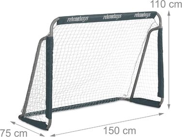 Футбольні ворота Relaxdays для саду, комплект з 2 шт. , для дітей та дорослих, ВШХ 110 x 150 x 75 см, металеві, міцні футбольні ворота, сірі