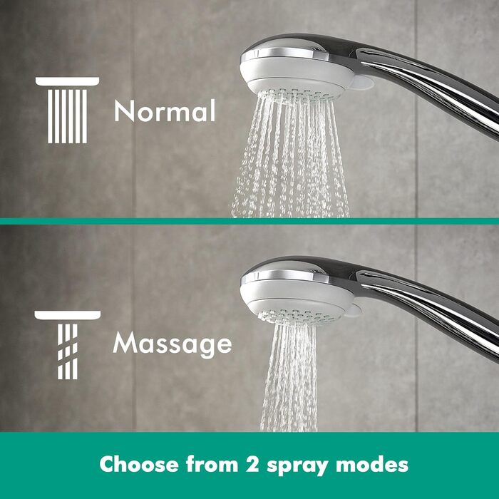 Душова лійка, ручний душ з 2 режимами струменя, кругла душова головка ( 85 мм), душова лійка з функцією противапняного нальоту, хром, 85