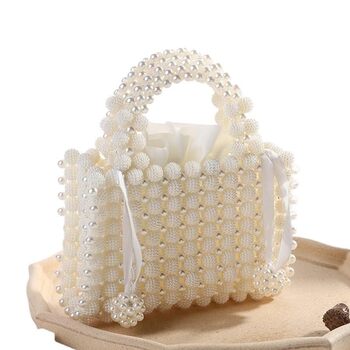 Вишукана вечірня сумочка Перлинна мрія з кристалами та перлами, клатч зі зручним ланцюжком, ідеальна для весілля та особливих подій. Ручна робота.
