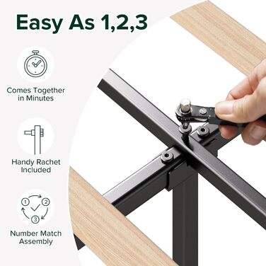 Каркас двоспального ліжка Zinus Maya - Ліжко 135 x 190 см - Висота 30 см - М&39який каркас ліжка-платформи з узголів&39ям - Дерев&39яна рейкова опора - Темно-сірий