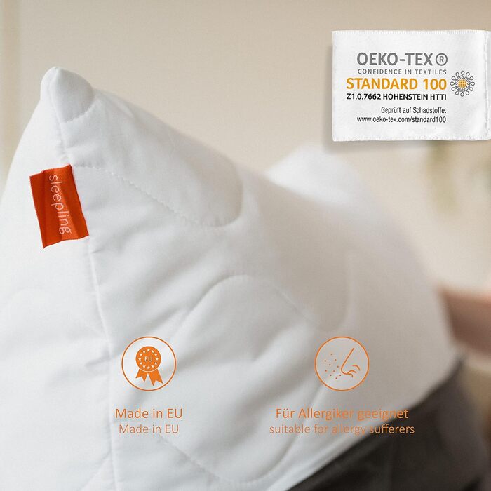 Надзвичайно пухка подушка для сну 40x80 см, гіпоалергенна подушка для ліжка, подушка, подушка для ліжка, подушка для сну 40 x 80 см, подушка, можна прати, Зроблено в ЄС, Oeko-Tex, Comfort 400 1 40 x 80 см