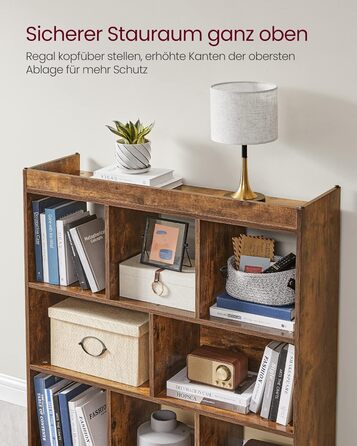 Книжкова полиця VASAGLE, полиця, кубічна полиця, окремостояча полиця, 8 відкритих відділень, можна використовувати горизонтально, вертикально або догори дном, 30 x 97,5 x 100 см, для вітальні, кабінету, офісу, вінтажний коричневий LBC52BX 8 кубічних вінта