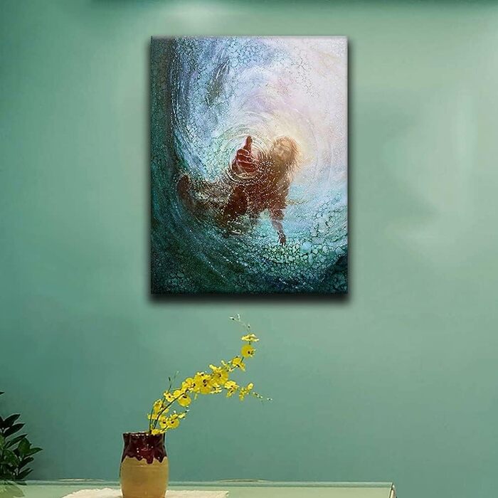 Настінний живопис на полотні, вінтажний стиль, Ісус, водний постер, християнський подарунок, мотив рука Божа, картина з релігійним