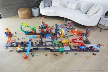 Ігровий набір City Downtown зі станцією ремонту та 1 машиною, можна комбінувати з іншими наборами, гоночний автомобільний трек у п